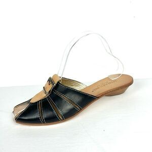 Tentazione Italy Black Leather Mules Sandals New EUR 36 US 5,5-6